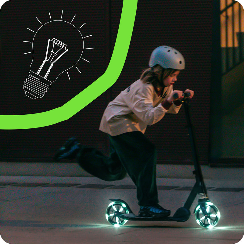 Dual battery-free LED wheels.