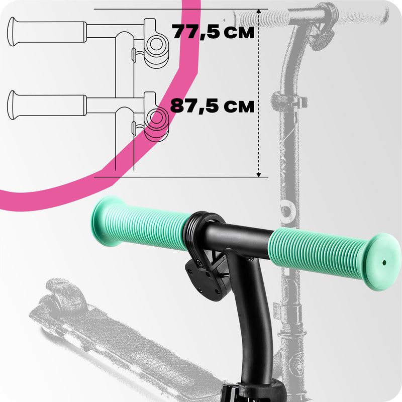 3-stage handlebar height adjustment.