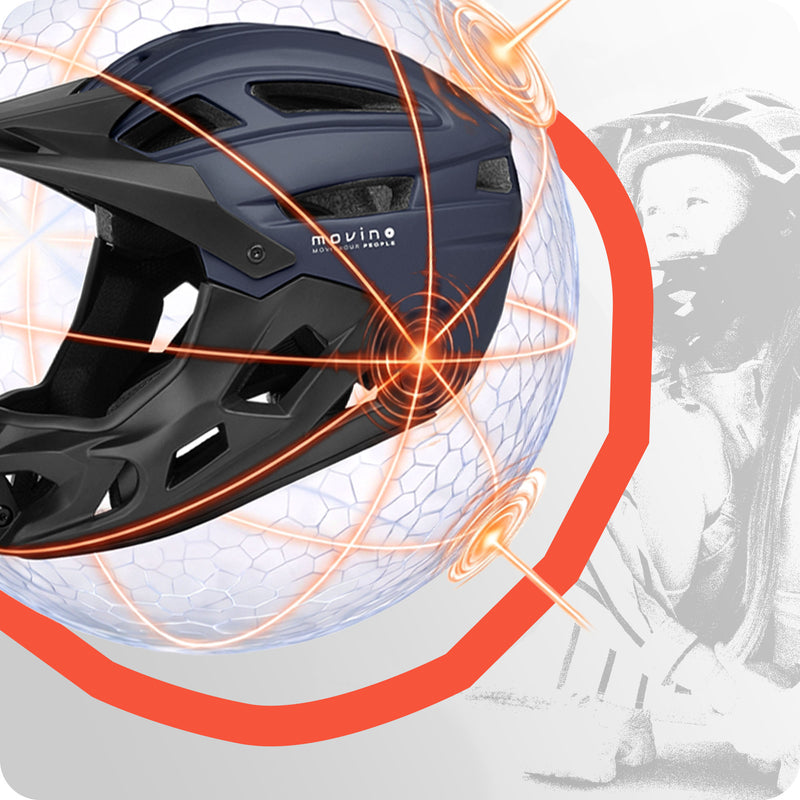 Integrated chin bar and visor for full head protection.