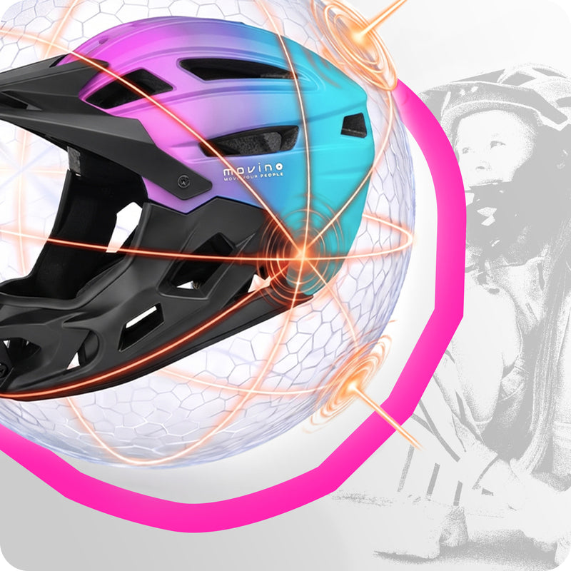Integrated chin bar and visor for full head protection.